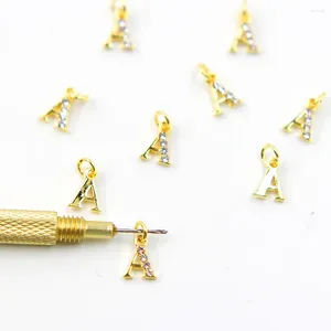 Nail Art Decorations 10/26PCS Gold Silver Diamonds Beaded Alloy Pendant 26 English Alphabet Letter A-Z Metal Rhinestones Charms