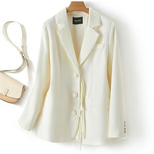 Neue Designer-weiße Blazer-Frauen-Langarm-V-Ausschnitt-Wollblazer-Jacken-Qualitäts-Herbst-Winter-Dame-Geschäfts-schlanke Klagen-Mantel-Outwear-Frauen-Wollmischungen HP195