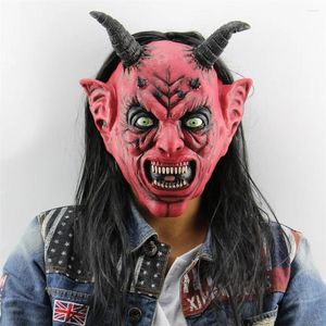 Thema Kostüm Niedriger Preis Satan Teufel Aprilscherz Halloween Cosplay Maske Latex Horror Kopf Requisite für Erwachsene