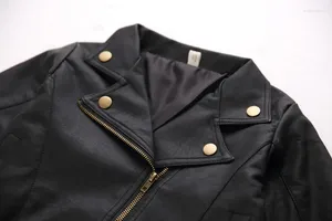 Jacken Mode Coole Kinder Kleinkind Kinder Mädchen Kleidung Kunstlederjacke 2-7 Reißverschluss dünne schwarze Mäntel