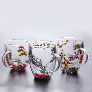 Wine Glasses Real Glass Hand Filler Wall Borosilicate Double Flash Cups Flower High With Handles Cup Creative Gifts Conch