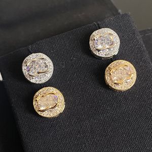 Het Crystal Small Studs Designer Märkebrev Charm örhänge örat öre 18k guldpläterad koppar örhänge män kvinnor födelsedagsfest smycken gåvor