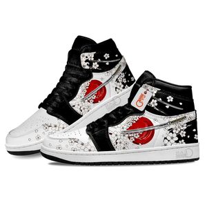 Mode anime casual skor japanska sakura och katana j1 sneakers Italy män kvinnor höga toppar manga läder designer anpassade par animes tennis atletiska skor eu 36-48