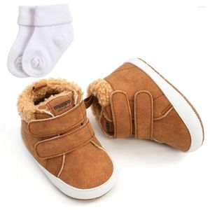 Высокие кроссовки First Walkers Baywell для маленьких мальчиков и девочек, носки, мягкая нескользящая теплая обувь из искусственной кожи для малышей, комплект ходунков для детской кроватки, 0-18 месяцев