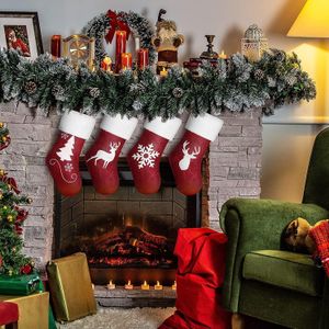 クリスマスストッキング大きな18インチパーソナライズされたクリスマスストッキング暖炉のハンギングストッキングデコレーションホリデーパーティーのための豪華なカフス卸売1019