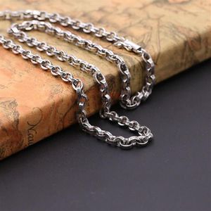 4mm 5mm Solid 925 Sterling Silver Necklace Chain Men Kvinnans smycken gåva A50041243J