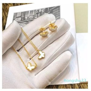925 Sterling Silver Jewelry For Women Mother of Pearl Butterfly Wedding Jewelry Set mini Earrings Necklace Bracelet ring329U