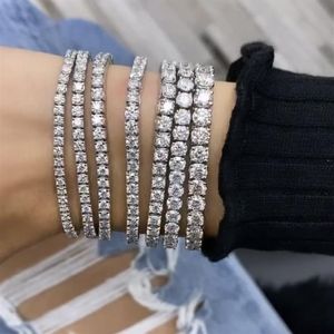 Handgjorda 14k vitt guld fyllda 4-8 mm runda diamantarmband för kvinnliga män lyxiga engagemang bröllop topas ädelsten smycken 18 cm w3247