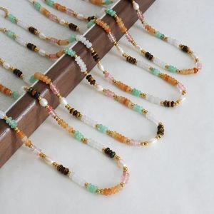 Hänghalsband marka sötvatten pärlhalsband för kvinnor färgglad natursten pärlkedja bohemisk modesmycken tjej gåva