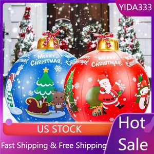 Decorações de Natal 2 PCS Bolas de Natal infláveis de PVC com 2 fitas de Natal 24 '' Decorações infláveis de Natal gigantes Bola de enfeites 231019