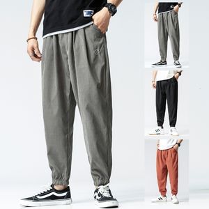 Erkek pantolonlar rahat kırpılmış gevşek pantolonlar orta bel 231018