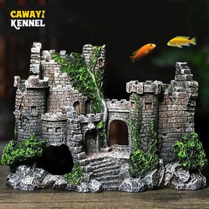 Decorations Creative Castle Shape Fish Tank Ornaments Decoration Landscaping Resin Rockery Aquarium Resin Rockery Home Craft Ornaments D9262 231019