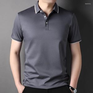 Männer Polos 2023 Sommer Herren Polo Shirts Hohe Qualität Einfarbig Baumwolle Grau Casual Männliche Mode Slim Fit Einfache Mann tees 3XL