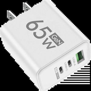 PD 65W GAN USB -laddare Snabbladdning Typ C Mobiltelefonadapter för iPhone 15 Huawei Quick Charge 3.0 EU/US Plug Wall Charger