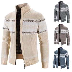 Men's Sweaters 2023 Autumn/Winter Product Sweater Colored Christmas Snowflake Piece Standing Collar Warm Cardigan Knitted Coat