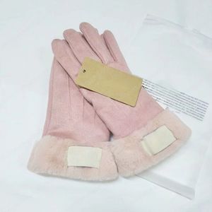 Designer handskar vinter fem fingrar handskar för män kvinnliga par studenter håller varma full fingermittens mjuk päls integrerad varm plus sammet mocka antislip cykling