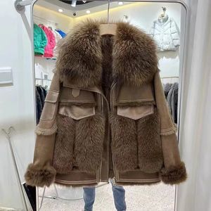 Womens Fur Faux Winter Woman Korean Version Coat Kvinnlig Suede One Out Outh the Furry Fashion Shearling Outerwear 231018