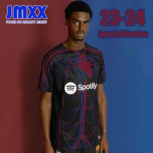 JMXX 23-24 Barcelona Özel Futbol Formaları Patta Rolling Rosalia Drake 0v0 Taş Erkek Üniformaları Jersey Man Futbol Gömlek 2023 2024 Fan Versiyonu