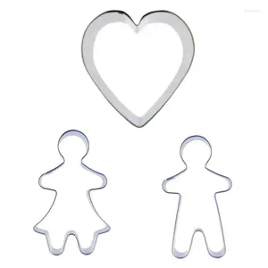 Baking Moulds 3 Pcs Love Girl Boy Stainless Steel Cookie Cutter Biscuit Embossing Machine Chocolates Pastry Soft Sweets Cake Decorating