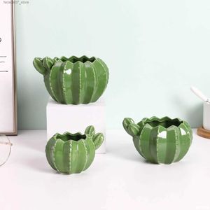 Planters Pots Hot New Cactus Ceramic Flower Pot Creative Plant Sculpture Craft Decoration Succulent Plant Pot Home Decor Accessories YQ231019