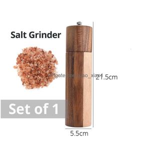 Mills Wooden Salt And Pepper Grinders Manual Sea For Seasoning Meal Prep Cooking Serving Dining Tableware 230417 Drop Delivery Home Dh2Ky