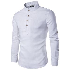 Camicie di lino intere ed eleganti da uomo ragazzo 2017 primavera nuova manica lunga camicie da uomo chemise homme colletto alla coreana slim fit camisa sociale 315n