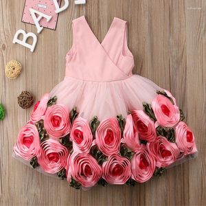 Girl Dresses Baby Girls Mesh Tutu Dress Princess Rose Party Toddler Pink Backless Costume Flowers Frocks Children Summer Clothes