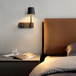 Wandleuchten, dimmbar, 6 W, COB-LED-Schlafzimmerleuchte, El-Nachttischlampen-Befestigungsknopf, Dimmerschalter