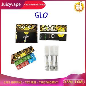 wholesale GLO 0.8ml 1.0ml Carts Ceramic Coil with Packaging Extracts Dab Pen Wax Vaporizer 510 Thread Empty Oil Atomizer Cartridges Authentic