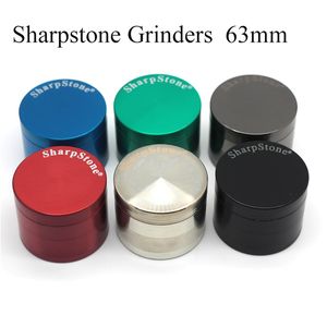 Smerigliatrici Sharpstone 63mm Flat Top Colori misti Accessori per fumatori Frantoi Smerigliatrice per erbe in lega di zinco a 4 strati Disponibile