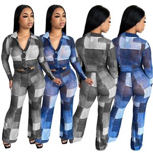 Tute autunnali firmate Completi a due pezzi Completi da donna Camicia a maniche lunghe e pantaloni dritti Abbigliamento sportivo Tute con stampa casual Abbigliamento all'ingrosso 10235