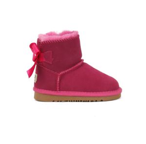 kids Bailey 2 Bows Boots Genuine Leather toddlers Snow Boots Solid Botas De nieve Winter Girls Footwear Toddler Girls Boots108