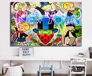 Alec Monopoly New York Leuchtreklame Graffiti Street Art Poster und Drucke Cartoon Ölgemälde Modernes Wandbild für Kinderzimmer Baby 5187613