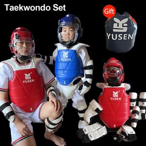 Protective Gear Taekwondo 5Pcs Set Taekwondo Protective Gear Helmet Armor Kickboxing Boxing Glove Taekwondo Equipment Head Protector 231018