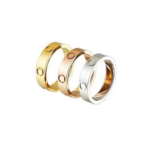 Дизайнерское серебряное любовное кольцо из титановой стали, модные мужские и женские украшения из розового золота для влюбленных, кольца для пар, подарочный размер 5-11, ширина 4-6m299p