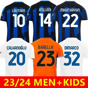 インターサッカージャージ23 24 Maglia O Lautaro Skriniar Barella Shirts Kids Kit 2023 2024 Bastoni Gosens Dzeko Brozovic de Vrij Men Jersey