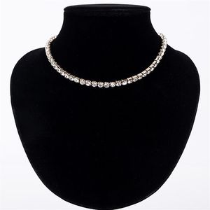 New Women Tennis Crystal Rhinestone Collar Necklace sliver Plated Chain Necklaces & Pendants for girl Wedding Birthday Jewelry gif2105