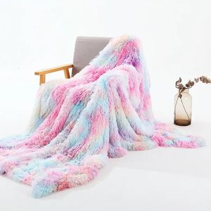 Cobertores shaggy lance cobertor macio longo pelúcia cama capa cobertor fofo pele do falso colcha cobertores para camas sofá 231013