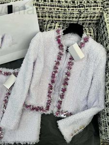 Women's Jackets Designer 2023 Summer New Versatile Balm Small Fragrance Wind Flow Su Heavy Industry Nail Bead Celebrity Taro Purple Short Coat Z1UL