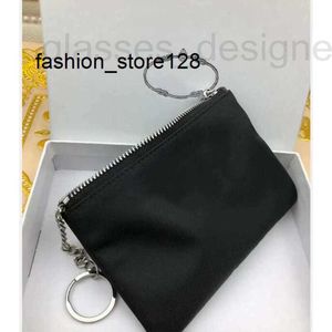 Keychains & Lanyards Designer Luxury key chain Nylon Canvas pouch Men Women Mini Wallets Black Zip pocket purse Lover Card holders Fashion Accessories