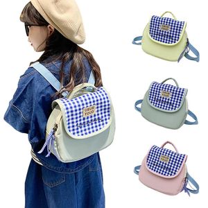 Ryggsäckar Fashion Plaid barn ryggsäck baby flickor pojkar väskor multifunktionella dagis blixtlåsare koreanska barn skolväska 231019