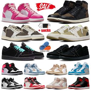 En Kalite Jumpman 1 1S Basketbol Ayakkabıları Erkekler İçin Boşluklar TS Golf Zeytin Düşük Ters Mocha Panda Yüksek Kaktüs Jack Orta Fierce Pembe Boyut 13 Erkek Ayakkabı Dghate Gençlik Sabahları