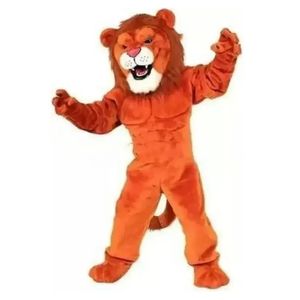 Vendita in fabbrica Costumi della mascotte del leone della pelliccia lunga arancione di Halloween Costumi per adulti Festa di Halloween di alta qualità del costume del fumetto dell'orso