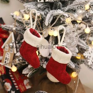 Juldekorationer Julstrumpor som stickar Stocking 2023 Juldekoration för hemmalkniv och gaffel Set Xmas Tree Ornament Gift 2024 x1019