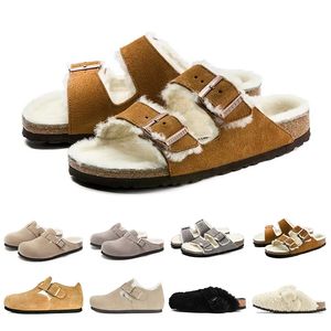 Projektant Arizona Shearling Slippers fur wełna męskie slajdy brązowe czarne białe utrzymanie ciepła pantoufle kobieta miękkie slajdy pantofle Zimowe zarysowani sandały sandały