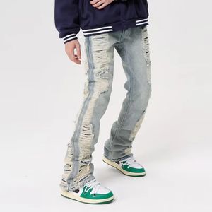 Moletom com capuz masculino 2023 Ropa Grunge Y2K Streetwear Buraco Rasgado Baggy Jeans Calças Homens Roupas Retas Hip Hop Calças Jeans Góticas Pantalon Homme 231018