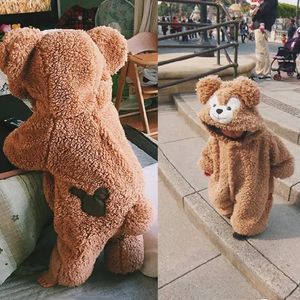 Mamelucos Ropa para niña 2 colores Lindo oso de peluche Mameluco para bebé Cómodo Mantener caliente Cremallera con capucha Mameluco para niños 1-4 años Ropa para niños 231019