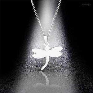 Pendanthalsband halsband Titanium Steel Dragonfly rostfri tjejtröja kedja hypoallergenic europeiska amerikanska smycken1294v