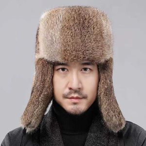 Rabbit hair Lei Feng hat for men in winter, warm ear protection for middle-aged and elderly people, outdoor cycling fur hat, father cotton hat 231015