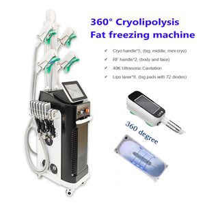 Multifunzione 360 Cryolipolysis Freeze Fat Burning Cavitation RF Face Lifting Lipolaser Macchina per la forma del corpo 9 Maniglie
